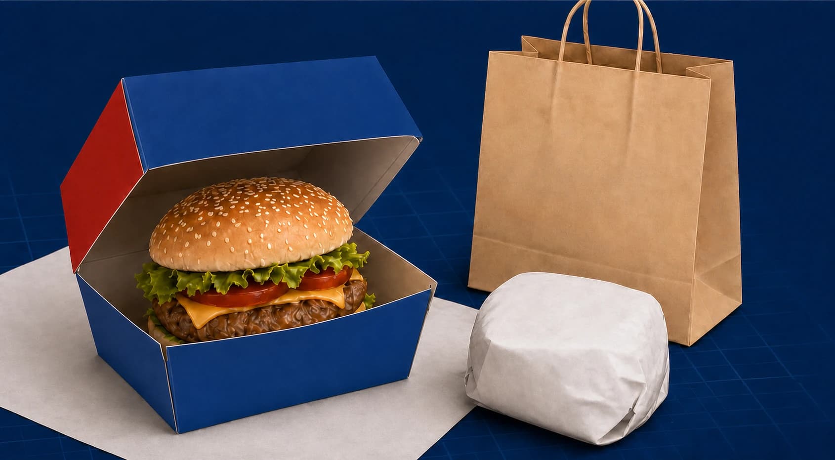 Custom Xucheng burger box and takeaway paper bag