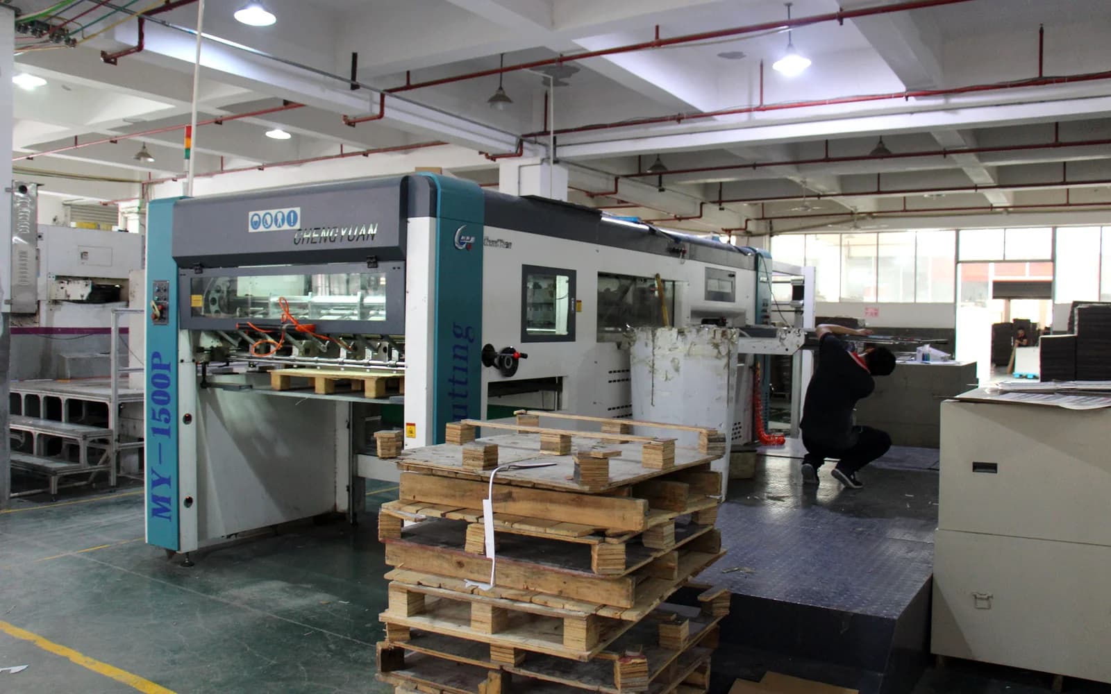 Die-cutting equipment at a specialist partner production facility